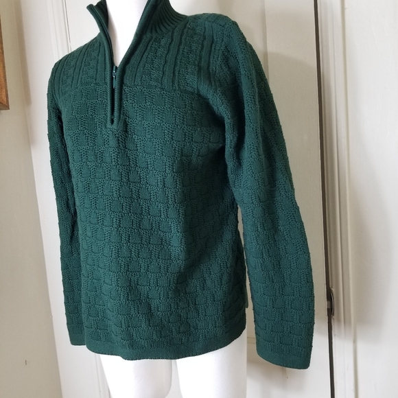 CHRISTOPHER AND BANKS green 100% cotton cable knit long sleeve zip up sweater - Picture 2 of 6